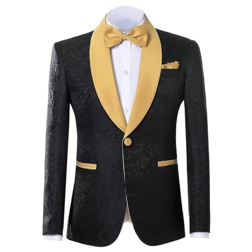 Men Wedding Suits Jacquard Groom Tuxedos One Button Gold Shawl Lapel Formal Best Man Blazer Pant2