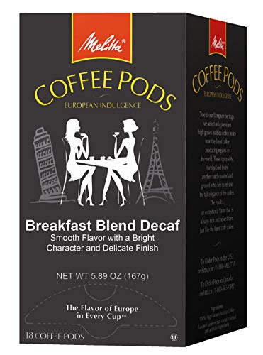 Melitta Coffee Pods, Breakfast Blend Decaffeinated, Light Roast, 18 Count (Pack of 4) 72 Total Pods