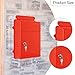 FLCPJGV Wall Mounted Mailbox Drop Box Rainproof Waterproof Large Capacity Safe Key with Lock Postbox for Cards Street Office, Red