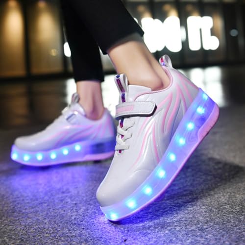 LED Roller Skate Shoes USB Recharge 7 Colour Automatic Retrectable Technical Skateboarding Skates for Kids Light up Sneakers for Girls Boys Novel Gift3