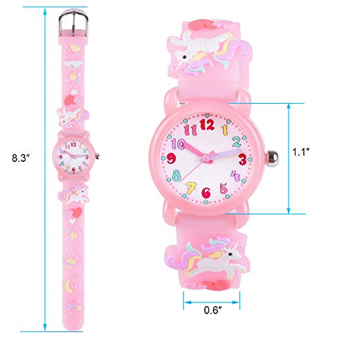 Venhoo Kids Watches 3D Cute Cartoon Waterproof Silicone Children Toddler Wrist Watch Unicorn For 3 4 5 6 7 8 Year Girls Little Child-Pink #TOP3