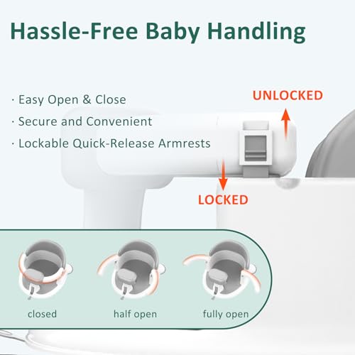 Baby Bath Seat for Babies 6 Months & Up, 360°Protection Bath Seats for Babies Sitting Up, Lockable Armrests, Non-Slip Comfortable Toddler Bath Seat with Soft Cushion