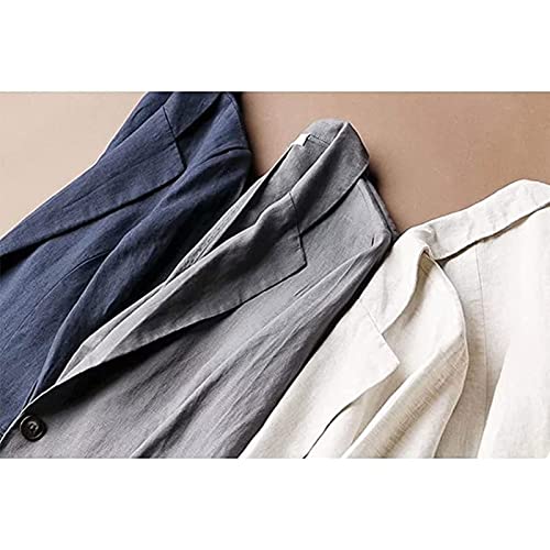 Camisa De Linho De Algodão Senhoras Cor 3/4 De Manga Com Dois Bolsos Blazer De Bolso De Linho Aberto
