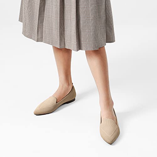 Burudani Women Sbdfa2314W Pointed Toe Flats Light Washable Dress Flats For Office Dressy Comfortable Loafers Flats, Nude, Size 9 #TOP5