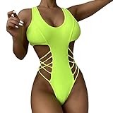 👙 Bikini para mujer: Conjunto de traje de baño sexy de color sólido para mujer Traje de baño de una pieza Bikini, Bikini de una pieza para mujer Traje de baño de color sólido Traje de baño de una pieza. El top de bikini es muy vibrante, sexy y lindo, lo que lo hace bastante único y llama más la atención, resalta tus curvas sin transparencias.