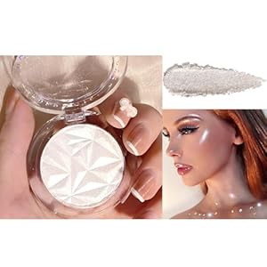 Highlighter Powder Makeup Palette, Diamond Shine Highlighter, Face Highlighter Palette, Long Lasting Lightweight Shimmer Colors for Highlighting and Contouring (Pearl White)