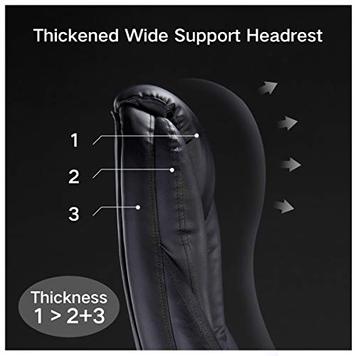 Hbada Ergonomic Desk Chair Executive Office Chair PU Leather Swivel Desk Chairs,Adjustable Height High-Back Reclining Chair with Padded Armrest and Footrest, Black