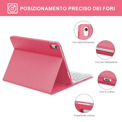 Funda teclado iPad 10 generación 10.9 pulgadas inalámbrico rosa A16 6