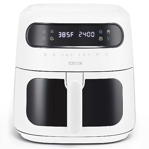 CRUX x Marshmello 8.0 QT Digital Air Fryer with TurboCrisp Technology, Touch Screen Temperature Control, Timer and Auto Shut-off, Fully Programmable, White by Crux - Used condition - US$59.20