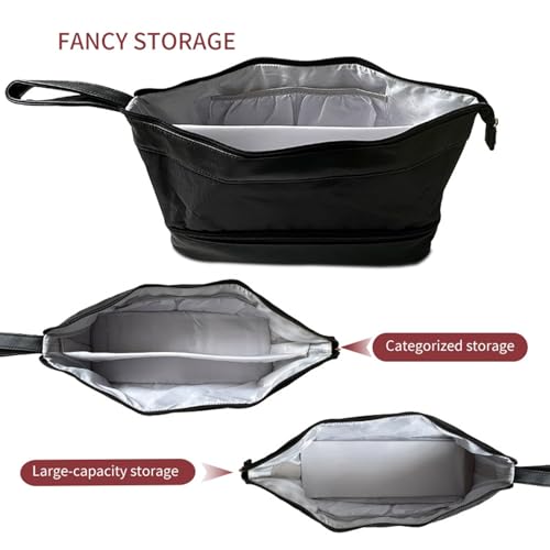 Sac de rangement double couche étanche avec compartiments de coiffure - 4