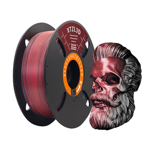 XTZL3D High-Speed PLA+ 3D Printer Filament, Dichromatic Coextrusion 1.75mm Diameter with +/- 0.02mm Precision, Reusable Spool Compatible with BambuAMS & Most FDM Printer, 2.2LB/Spool – Black-Red