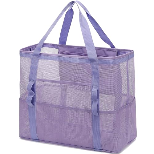 Image of Fammart Large Mesh Beach Bag for Women, Oversized Beach tote Swim Pool Bag