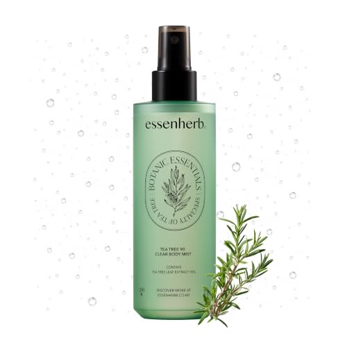 Essenherb Tea Tree 90 Clear Body Mist for Back & Body Acne | 90% Tea Tree Extract with AHA BHA PHA & LHA | Clarifying & Soothing Care for Clearer Skin | Korean Skincare 6.76 fl oz