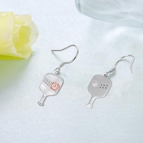 Pickleball Earrings 925 Sterling Silver Pickleball Jewelry Pickleball Paddle and Ball Earrings Jewelry Gifts for Women Pickleball Lovers3