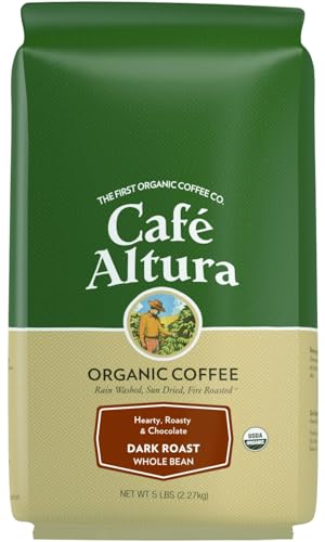 Cafe Altura Whole Bean Organic Coffee, Dark Roast, 5 lb Bag