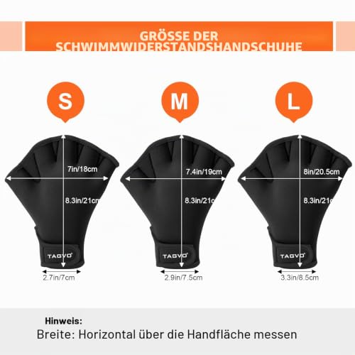 TAGVO Aquatic Handschuhe für den Oberkörperwiderstand, Schwimmhandschuhe mit Trageschlaufe, gut nähen, kein Ausbleichen, Größen für Männer Frauen Erwachsene Kinder