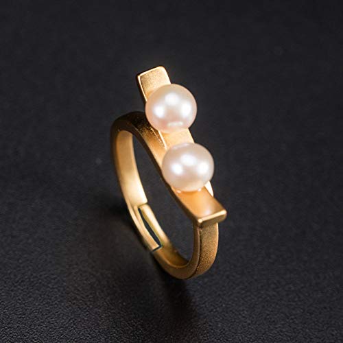 Bague ouverte pour femmes : anneau réglable perlé style rétro