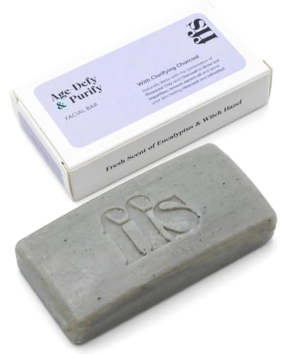 Age-Defy & Purify Face Soap Bar - Cruelty-Free, Vegan & Natural Soap Bar w/Rhassoul Clay & Charcoal for Breakouts & Removing Dirt & Excess Oils - FFS Beauty Bar w/Witch Hazel & Eucalyptus Oil Scent