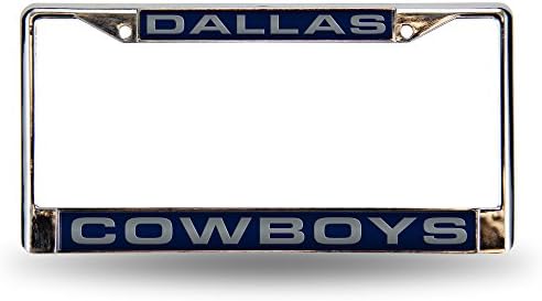NFL Rico Industries Dallas Cowboys Blue Chrome Laser License Frame 12" x 6" Laser Cut Chrome Frame - Car/Truck/SUV Automobile Accessory