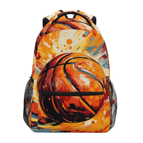 Sac à dos scolaire basket-ball design aquarelle pour fille et garçon