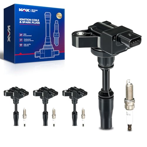 KAX 4-Pack Ignition Coils and Double Iridium Spark Plug Set for Chevrolet Equinox 2018-2020 2.0T, GMC Terrain 2018-2020 2.0T, ATS 2014-2019 2.0T, Regal 2014-2017 2.0T, Malibu, Camaro, CTS, UF680