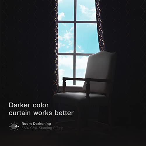 Anjee Black Blackout Curtains 95 Inches Long 2 Panels Set For Bedroom Thermal Insulated Living Room Darkening Black Out Window Drapes With Gold Moroccan Foil Pattern Print Eyelet Curtain,52 X 95 Inch #TOP6