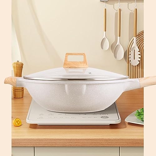 Wok antiadherente blanco con mango ergonómico miniatura 2