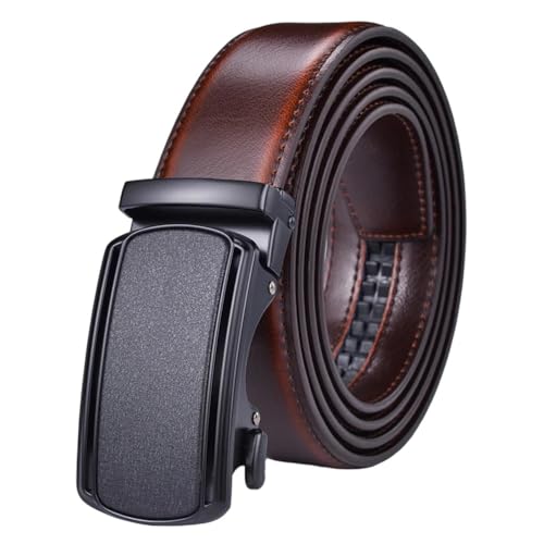 Men's Adjustable Leather Belt With Metal Ratchet, Double-Sided Heavy-Duty Belt Zd02 Cognac 110cm