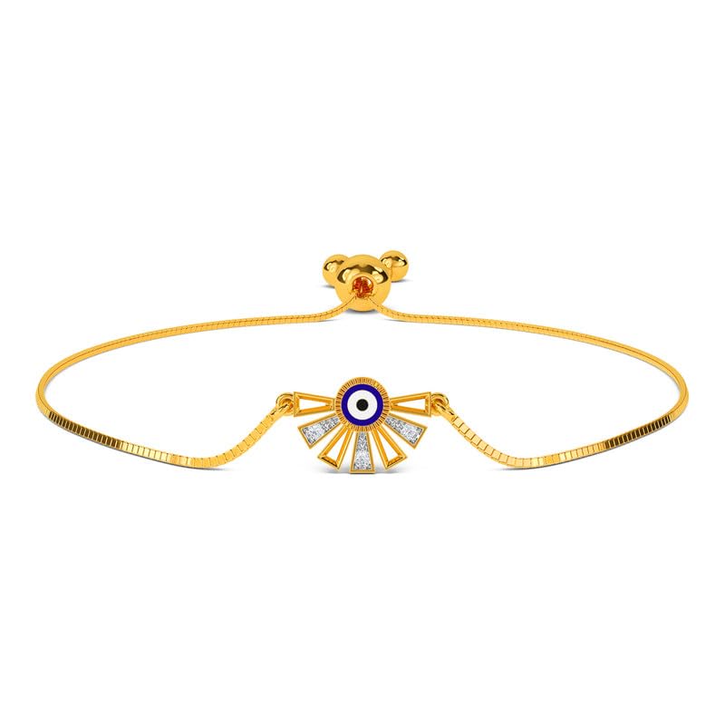 Image of KISNA 14KT|18KT BIS Hallmark Pure Gold EVIL EYE bracelets For Women Size -7