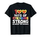 Happy 100 Days of School 4th Grade Strong No Matter The Distance With Rainbow, Heart, Pencil 100 días de escuela Ropa para niños con distanciamiento social Wifi Virtual Student Gift 100th Day Back School Divertido aprendizaje virtual, clase en línea, profesor virtual