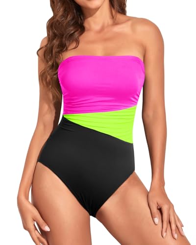 Image of Holipick Women Tummy Control One Piece Swimsuits Strapless Bandeau Bathing Suits Slimming Halter Swimwear