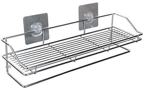 ZURATO Adhesive Shower Caddy Bath Shelf Storage Combo Organizer Basket, Kitchen Bathroom Accessories Storage Rack No Drilling Wall Mounted Rustproof Stainless Steel Bathroom Shelf