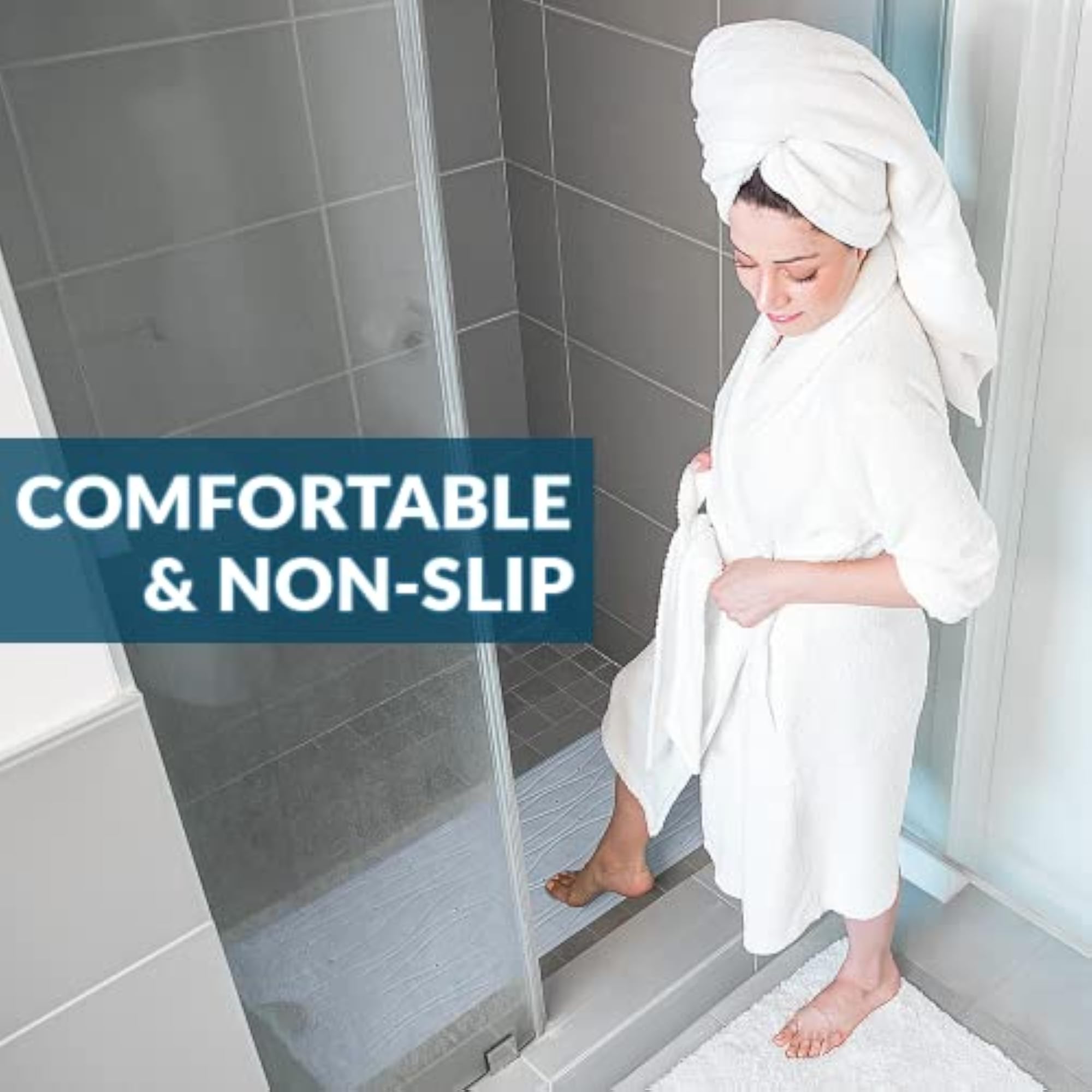Non Slip Extra Large Bathtub Mat with Drain Holes & Suction Cups