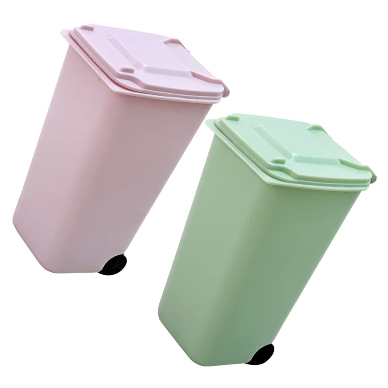 OFFSCH 2pcs Mini Trash Can Garbage Can for Kitchen Desk Trash Can Pink Kitchen Pink with Lid Small Bin Small Trash Bin Trashcan Mini Trashcan Litter