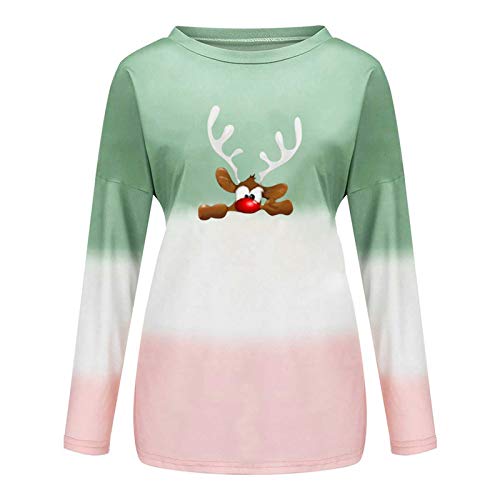 Amikadom Moletom feminino inverno outono natal tie dye férias ajuste solto manga longa gola redonda