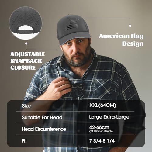 Image of Oversize XL XXL XXXL American Flag Trucker Hat, 250th Anniversary Snapback Hats, Large USA Baseball Cap for Men Big Heads