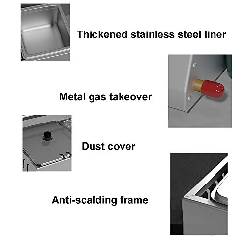 Gasfritteuse, kommerzielle Edelstahl-Fritteuse – 22 l Gas-Doppeltanks, 2 Korb-Tischplatte, manuelle Temperatureinstellung, für Restaurant, Küche, Gasfritteuse – Bild 4