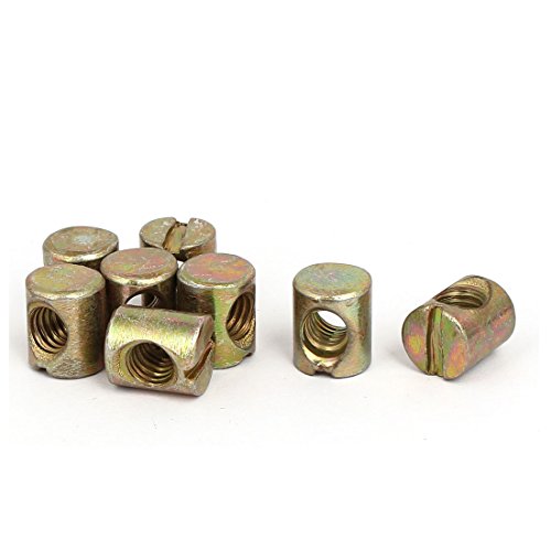 Aexit 6mm x Quality Parts 12mm Cross Dowel Slotted Metal Docking Connecting Nuts 8PCS for Furniture Bed Chair Model:33as650qo487