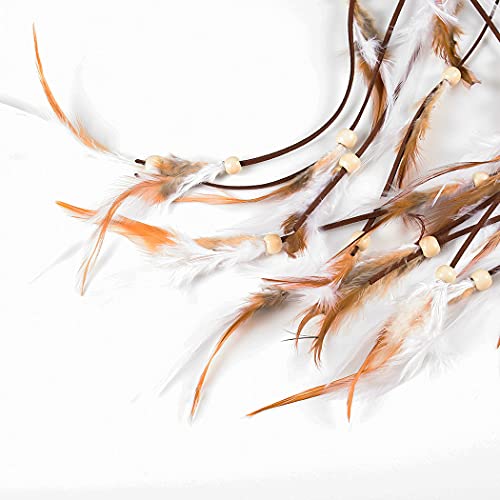 Gangel Bohemian Feather Hairband Indian Gypsy Headband With White And Brown Feather Tassel Hemp Rope For Festival Masquerades Carnival Hippie Costume Indian Hair Feather Women's Hair Prom Accessories #TOP5