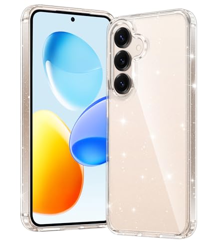 Image of FNTCASE for Samsung Galaxy S25 Case: Military Grade Drop Protection Anti Yellowing Cell Phone Cover - Rugged Shockproof Protective Bumper Transparent Cases(Glitter)