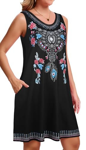 Image of CHICGAL Womens Summer Dresses Casual Sleeveless Loose T Shirt V Neck Sundress Swing Beach Cover Up with Pockets 2026