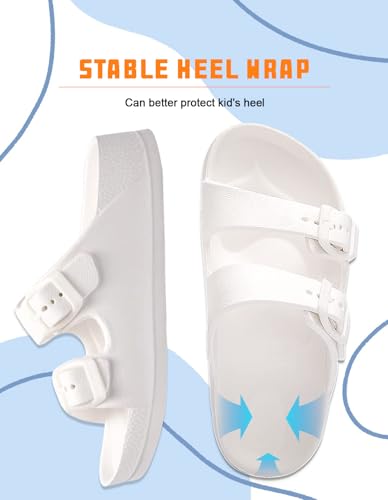 Image of Kids Slides Sandals Boys Girls Toddler Double Buckle Water Shoes Shower Slippers for Summer Beach Pool Indoor Outdoor