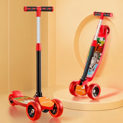 Kick Scooter with Adjustable Height - Foldable - Skate for Kids with PVC Wheel - Max User weight-50 kg, Red & Black, 6 Months Manufacturer's Warranty,