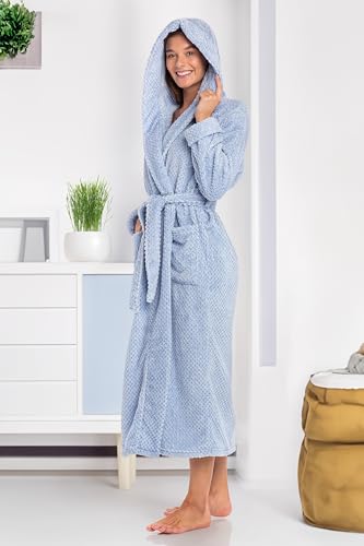 Image of Alexander Del Rossa Womens Fluffy, Fuzzy Robe for Women,Women's Long Hooded Robes, Plus Size