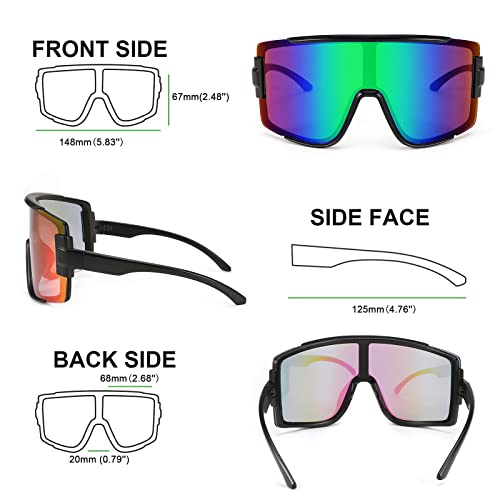 Image of Big Shield Wraparound Sunglasses Men Women Sport Sunglasses 80s Ski Visor Mirror Glasses Cycling Outdoor