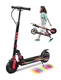 Electric Scooter for Kids, 180W Motor, 12 MPH & 12 Mile Range, Foldable Kick Scooter with Safe Non-Zero Start, Dual Brakes, Maxload 220 lbs, 8'' Honeycomb Tires, for Commuting, School, Teens' Gift