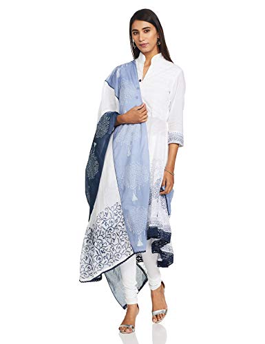 Image of BIBA Women Cotton Asymmetric Solid Suit Set