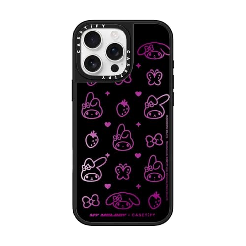 CASETiFY �~���[ iPhone 16 Pro Max �P�[�X [����(�X�}�z�J�o�[) / MagSafe�Ή�/�w��h�~/�T�����I�L�����N�^�[�Y Co-Lab] - �V���o�[ (�u���b�N�o���p�[) - My Melody Monogram