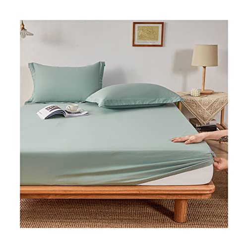 LMZPJ Spannbettlaken Spannbetttuch Bettlaken Bettwäsche Superweiches 100% Baumwolle in vielen Größen und Farben bis 28cm Topperhöhe Boxspringbett Wasserbett (Color : Green, Size : 200x220+28cm) Cover