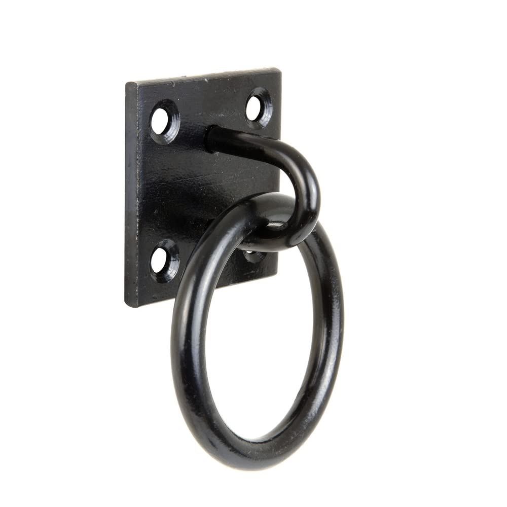 Merriway Black Merriway® Bh07695 Heavy‑Duty Ring On Plate – 150Mm Steel Ring With 50 X 50Mm Mounting Plate, Powder‑Coated